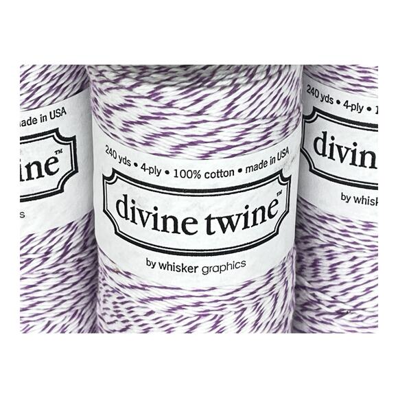 NEW Pack (3) Bakers Twine 100% Cotton 240 Yards, 4 PLY Purple White Stripe NWT - Picture 2 of 5